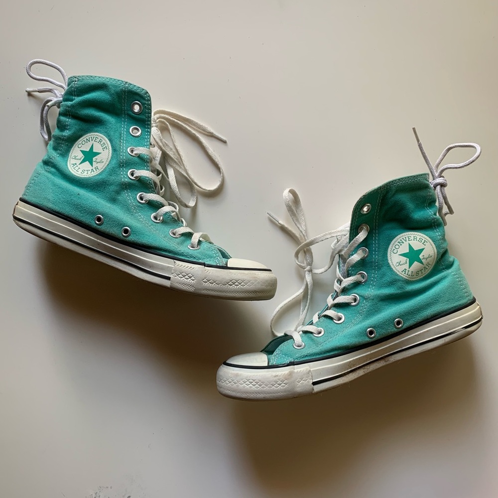 Green Converse With Back Laces